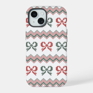 Coquette Bow Ugly Sweater Kerstvakantie iPhone 15 Case