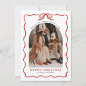 Coquette Bow Vakantie Fotokaart, Vrolijk Kerstfees Feestdagenkaart (Voorkant)