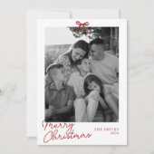 Coquette Bow Vakantie Fotokaart, Vrolijk Kerstfees Feestdagenkaart (Voorkant)