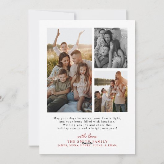 Coquette Bow Vakantie Fotokaart, Vrolijk Kerstfees Feestdagenkaart (Achterkant)