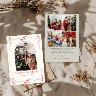 Coquette Bow Vakantiefoto Collage Kerst Kaart