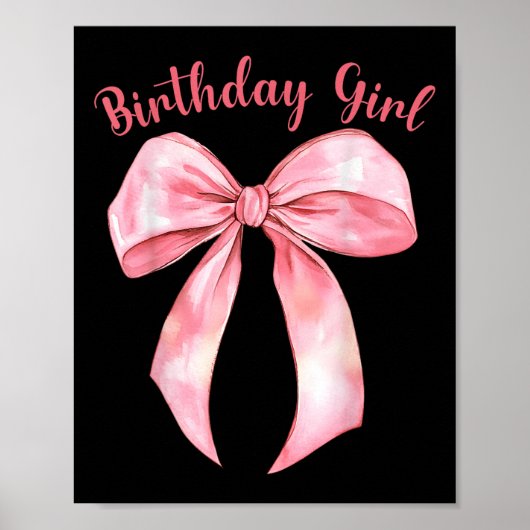 Coquette Bow Verjaardag Meisjes Esthetische Girly Poster (Voorkant)