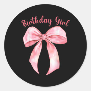 Coquette Bow Verjaardag Meisjes Esthetische Girly  Ronde Sticker