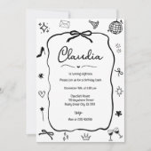 Coquette Bow verjaardagsuitnodiging grillige parti Kaart (Voorkant)