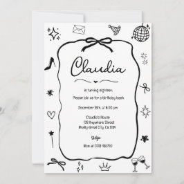 Coquette Bow verjaardagsuitnodiging grillige parti Kaart