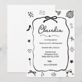 Coquette Bow verjaardagsuitnodiging grillige parti Kaart (Voorkant / Achterkant)