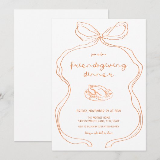 Coquette Bow VriendschappenUitnodiging voor het di Kaart (Voorkant / Achterkant)