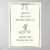 Coquette Bow Vrijgezellenfeest Brunch Welkomstbord Poster (Voorkant)