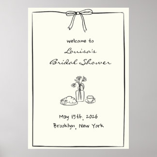 Coquette Bow Vrijgezellenfeest Brunch Welkomstbord Poster