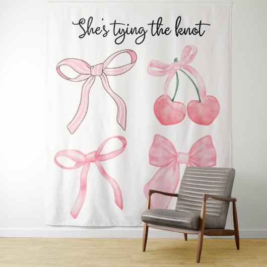 Coquette Bow Vrijgezellenfeest Foto Achtergrond Wandkleed (In situ)