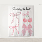 Coquette Bow Vrijgezellenfeest Foto Achtergrond Wandkleed (Voorkant)