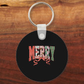 Coquette Bow Vrolijk Kerstfeest Familie Pyjama's H Sleutelhanger (Voorkant)