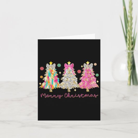 Coquette Bow Vrolijk Kerstfeest Kerstboom Familie  Kaart (Voorkant)