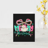 Coquette Bow Vrolijk Kerstfeest Kerstman Sneeuwvlo Kaart (Gele Bloem)