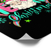 Coquette Bow Vrolijk Kerstfeest Kerstman Sneeuwvlo Poster (Hoek)