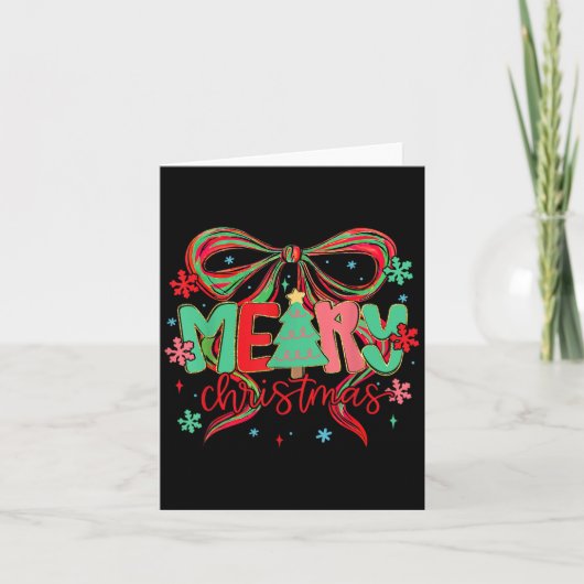 Coquette Bow Vrolijke Kerstmis Sneeuwvlok Xmas Pyj Kaart (Voorkant)