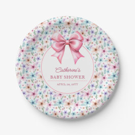 Coquette Bow Wildflowers Elegante Bloemen Papieren Bordje