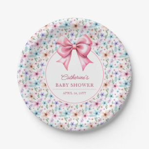 Coquette Bow Wildflowers Elegante Bloemen Papieren Bordje