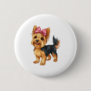 Coquette Bow Yorkshire Terrier Hond Yorkie Mom Mei Ronde Button 5,7 Cm