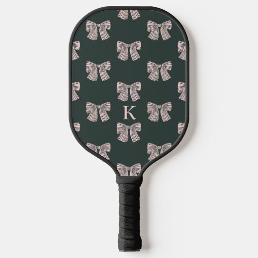 Coquette Bow Zwart & Roze Stijlvol Pickleball Paddle (Voorkant)