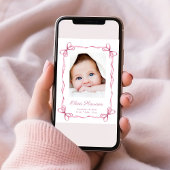 Coquette Bows Baby Meisje Foto Geboorte Aankondiging