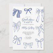 Coquette Bows Blue Graduation Party Uitnodiging (Voorkant)