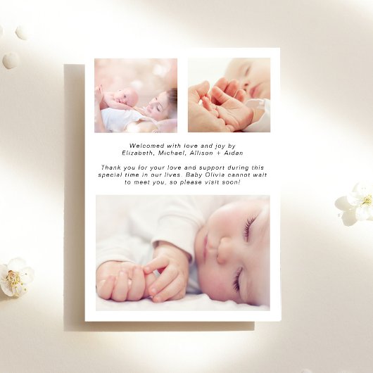 Coquette Bows Fotocollage Baby Meisje Geboorte Aankondiging