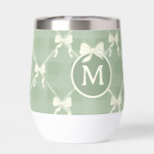 Coquette Bows Gingham Monogram Cream Sage Green  (Achterkant)