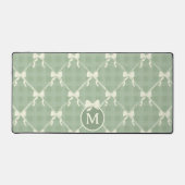 Coquette Bows Gingham Monogram Cream Sage Green  Bureaumat (Voorkant)