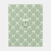 Coquette Bows Gingham Monogram Cream Sage Green Fleece Deken (Voorkant)