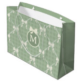 Coquette Bows Gingham Monogram Cream Sage Green  Groot Cadeauzakje (Achterkant Gekanteld)