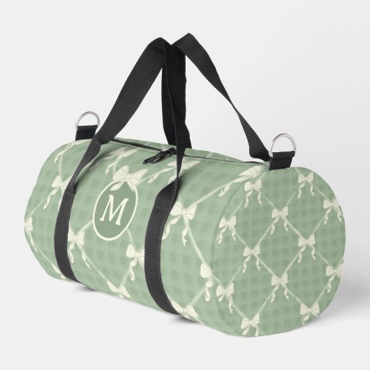 Coquette Bows Gingham Monogram Cream Sage Green  Plunjezak (Linkerhoek)