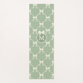 Coquette Bows Gingham Monogram Cream Sage Green  Yogamat (Voorkant)