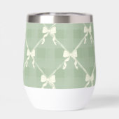 Coquette Bows Gingham Pattern Cream Sage Green  (Achterkant)