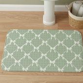 Coquette Bows Gingham Pattern Cream Sage Green Badmat