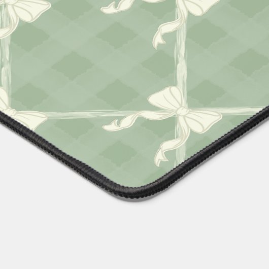 Coquette Bows Gingham Pattern Cream Sage Green  Bureaumat (Hoek)