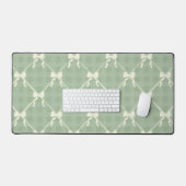 Coquette Bows Gingham Pattern Cream Sage Green  Bureaumat (Keyboard & Muis)