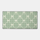 Coquette Bows Gingham Pattern Cream Sage Green  Bureaumat (Voorkant)