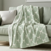 Coquette Bows Gingham Pattern Cream Sage Green  Fleece Deken