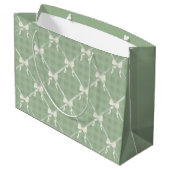 Coquette Bows Gingham Pattern Cream Sage Green  Groot Cadeauzakje (Achterkant Gekanteld)