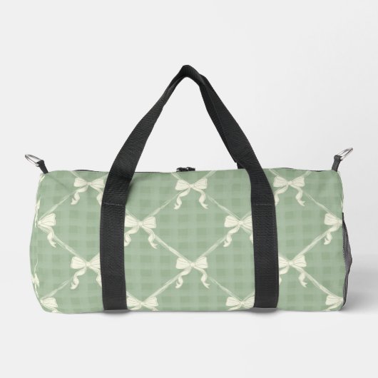 Coquette Bows Gingham Pattern Cream Sage Green Plunjezak (Voorkant)