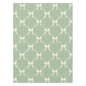 Coquette Bows Gingham Pattern Cream Sage Green Tafelkleed (Voorkant)