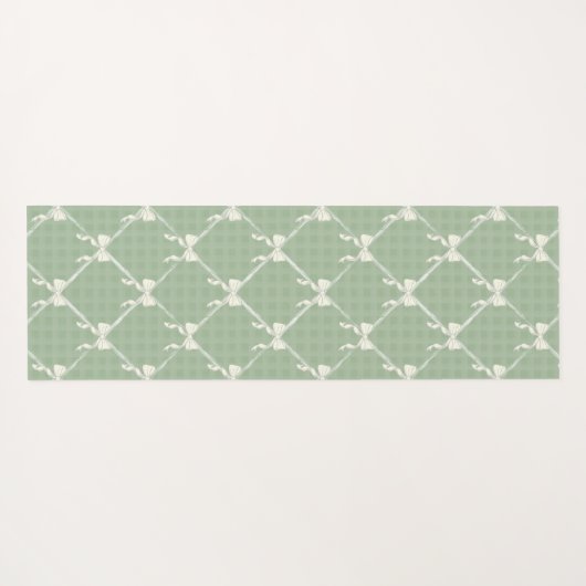 Coquette Bows Gingham Pattern Cream Sage Green  Yogamat (Achterkant (horizontaal))