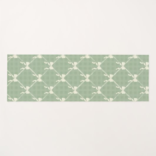 Coquette Bows Gingham Pattern Cream Sage Green  Yogamat (Voorkant (horizontaal))
