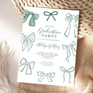 Coquette Bows Green Graduation Party Uitnodiging