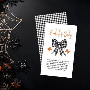 Coquette Bows Halloween Baby shower Boeken voor Ba Informatiekaartje