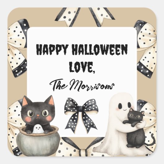 Coquette Bows Halloween Vierkante Sticker (Voorkant)