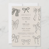 Coquette Bows Houtskool Huwelijksuitnodiging Kaart (Voorkant)