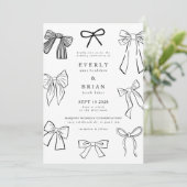 Coquette Bows Huwelijksuitnodiging Kaart (Staand voorkant)