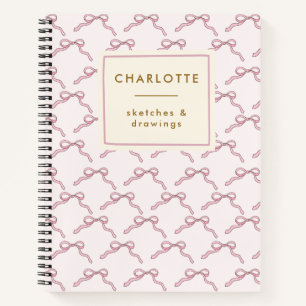 Coquette Bows Pink Gepersonaliseerde naam Sketchbo Notitieboek